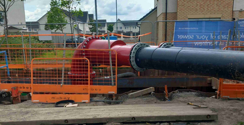 The temporary pipeline was connected to the rising sewer main Kings Inch Road Sewer Upgrade