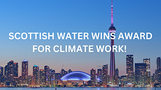 Scottish Water wins IWA Award Slide showing Toronto view with overlay text Scottish Water Wins Award for Climate Work